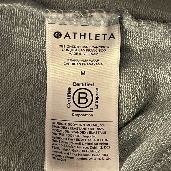 Athleta Pranayama Restore Wrap Heathered Heather  Blue Size M Open Front Soft! - Picture 4 of 4